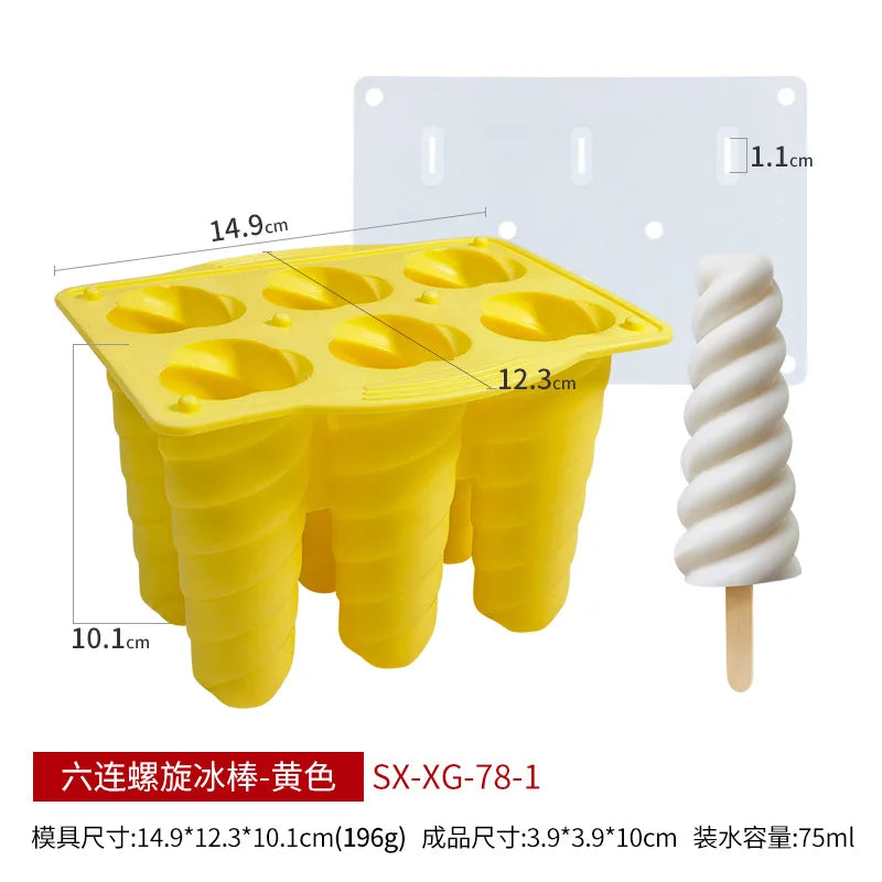 Silicone Spiral Popsicle Molds 4-Cell Reusable BPA Free Ice Pop Maker