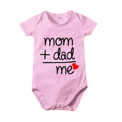Popular "Mom+Dad=Me" Baby Romper – 100% Cotton Summer Onesie, Newborn Baby Clothes, Unisex Crawling Clothes, Comfortable and Cute