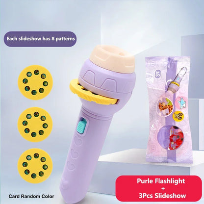 Kids Sleep Light Projector Torch – 24-Image Cute Cartoon Flashlight Projector for Bedtime Stories, Toddler Night Light (Battery Operated)