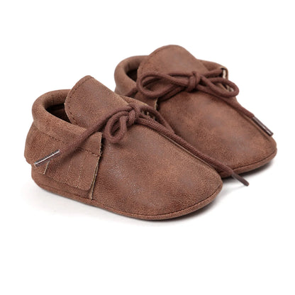 Baby Shoes Newborn Infant Boy Girl Lace-up Tassels Suede Soft Anti-Slip Toddler Crib Crawl Moccasins 10 Colors