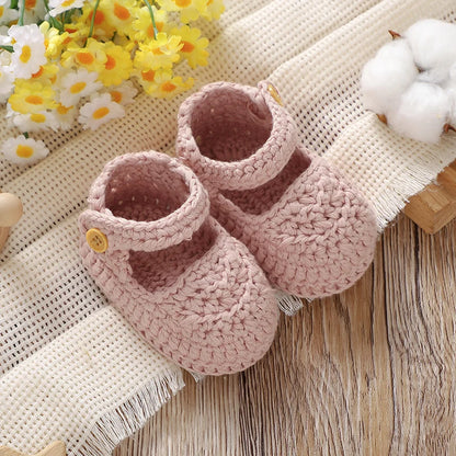 Newborn Baby Girl Shoes 0-1Y Fashion Pure Color Knit Infant Anti-Slip Soft Soled First Walkers Winter Prewalker