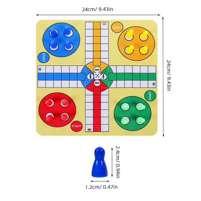 24 cm (9.45 in) Ludo Chess Set Plastic Flying Chess Game with Mouse Pad Portable Mini Table Chess Toy for Home and KTV Bars