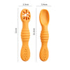 2PCS Baby Learning Spoons Set - Silicone Toddler Liquid Food Spoon & Fork Utensils, Soft Scoop Weaning Cutlery, Baby Feeding Tableware