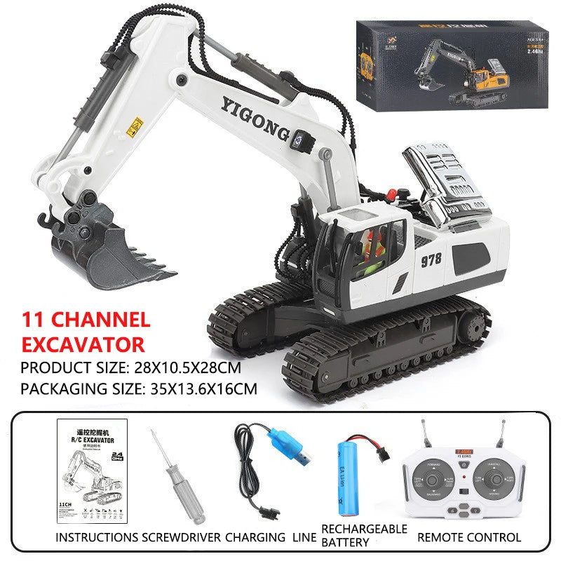 2.4G RC Excavator Dumper Car Remote Control Crawler Bulldozer Toy