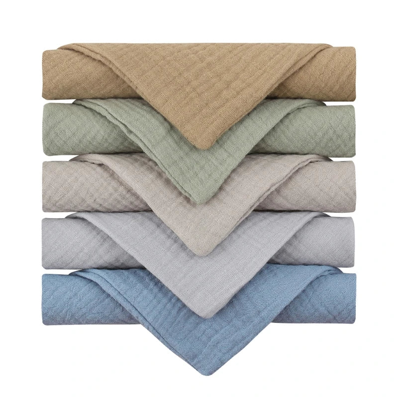 5 Pcs Baby Cotton Square Towel – Muslin Cloth, Infant Hand/Face Washcloth, Feeding Bib, Burp Cloth & Saliva Towel - Kidzy Market