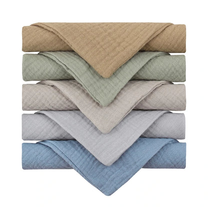 5 Pcs Baby Cotton Square Towel – Muslin Cloth, Infant Hand/Face Washcloth, Feeding Bib, Burp Cloth & Saliva Towel - Kidzy Market