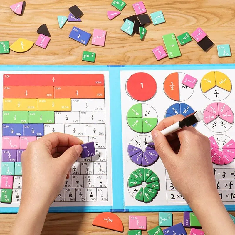 Magnetic Fraction Puzzles for Math Mastery – Montessori Arithmetic Teaching Aid, Cognitive Educational Toy for Fun Learning