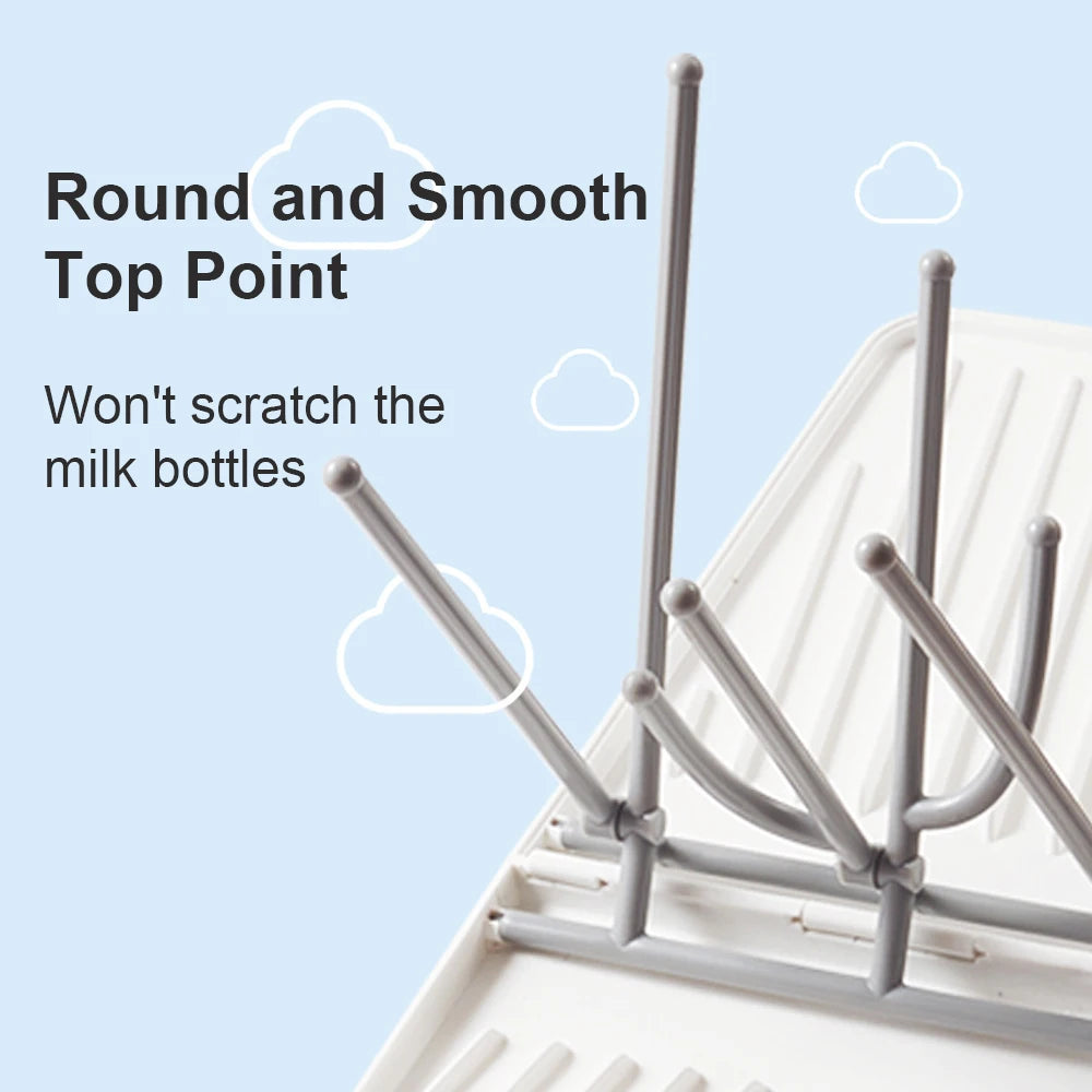 Foldable Baby Bottle Drying Rack with Tray – Travel-Friendly, Space-Saving Dryer for Baby Bottles & Accessories