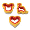 6-Piece Cookie Cutter Set - Dinosaur, Mickey, Heart, Star, Round, Square (Food-Grade)