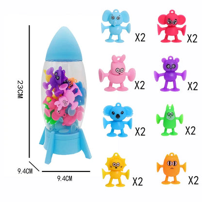 Montessori Animal Silicone Soft Building Blocks – DIY Suction Cup Assembly for Sensory Play and Educational Toy for Children
