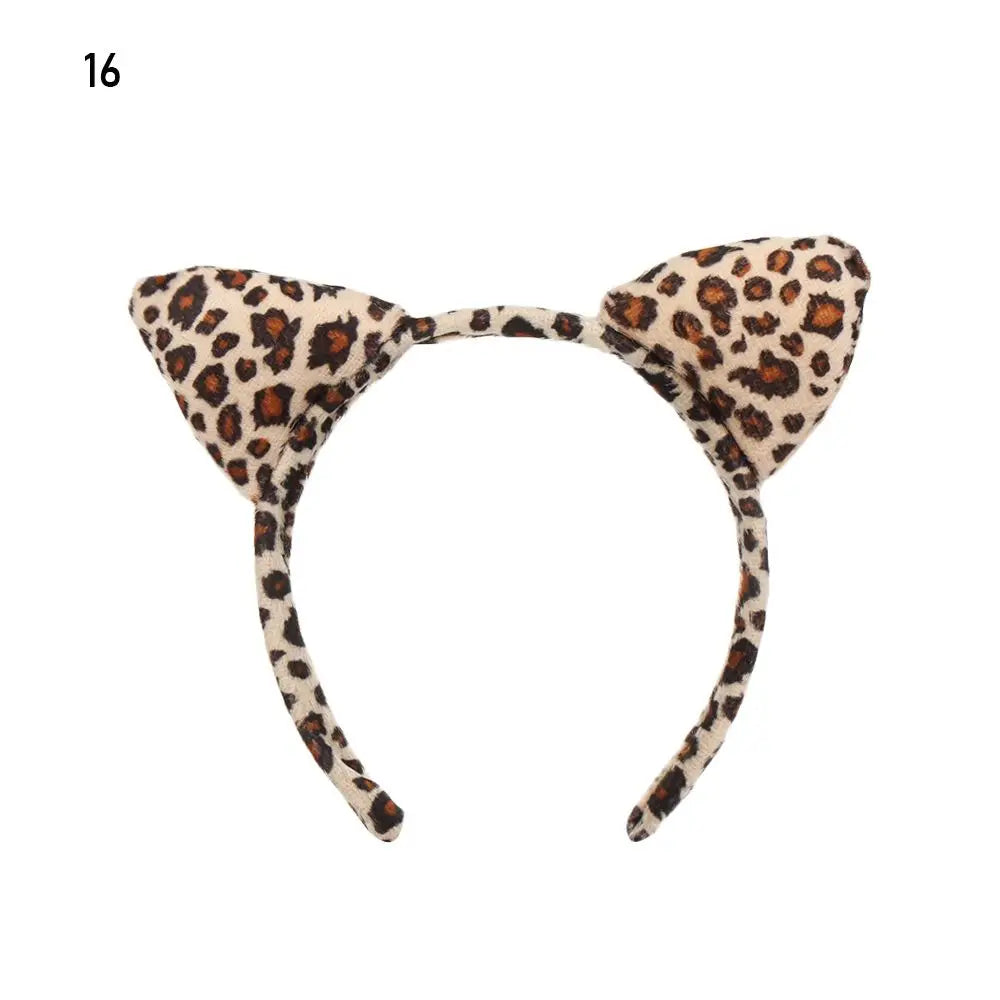 Plush Animal Ears Headband – Cartoon Dog Zebra Tiger Hairband, One Size for Kids & Adults, Cosplay Party Accessory