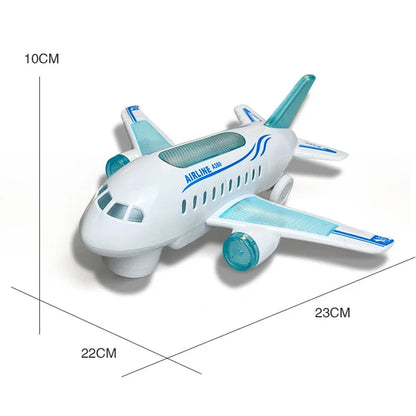 Children's Electronic Airplane Toy with Music & Flashing Lights – Autopilot Rotation, Battery-Powered Educational Plane Gift for Kids