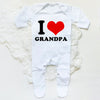 I Love Papa Mama Baby Babygrow Sleepsuit – Cute Coming Home Outfit, Newborn Shower Gift, Boy Girl White Romper, Infant Sleepsuit