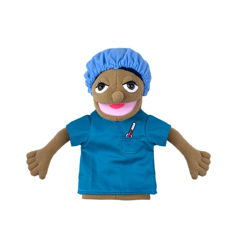 Big Plush Hand Puppets, Cartoon Doctor Police Nurse Teacher Ventriloquism Dolls