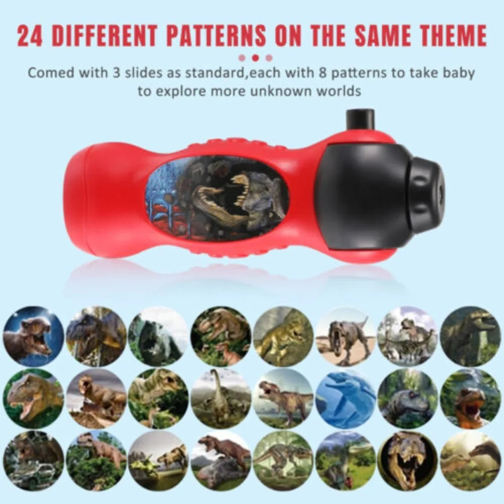 Kids Dinosaur Projection Flashlight Night Light - Educational Bedtime Star Sky Projector (5.12 in / 13 cm)