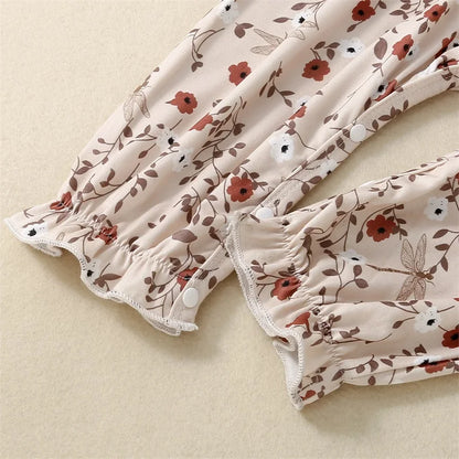 Baby Girl Floral Jumpsuit – Tie-Up Suspender Overalls Romper (Summer Outfit, 0-24 Months, 2024 New)