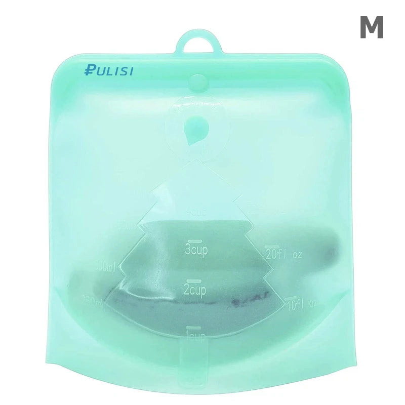 PULISI Silicone Reusable Food Storage Bags - Leakproof Containers (1500ml, 1000ml, 500ml), Fresh-Keeping, Freezer & Snack Storage