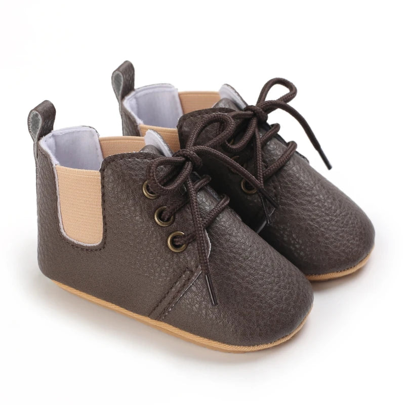 New Baby Shoes Retro Leather Boy Girl Multicolor Toddler Rubber Sole Anti-Slip First Walkers Infant Moccasins