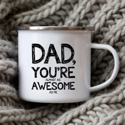 Dad Nutritional Facts Enamel Coffee Mug – Best Dad Ever Gift from Kids – Father's Day Gift for Papa, Daddy, Stepdad
