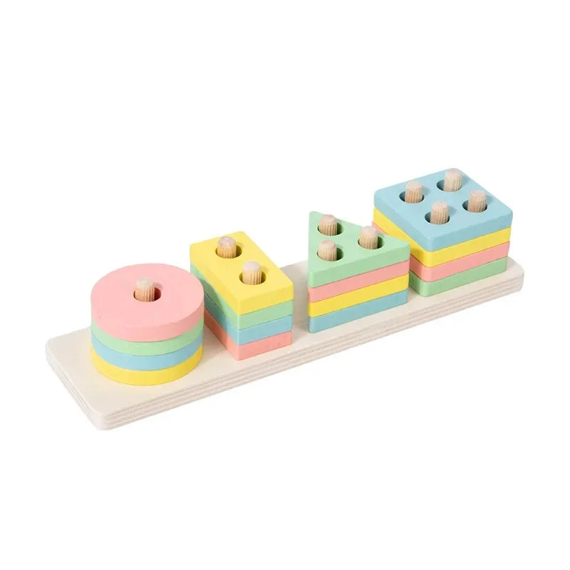 Educational Rainbow Tower Four Column Shape Twist Baby Toy