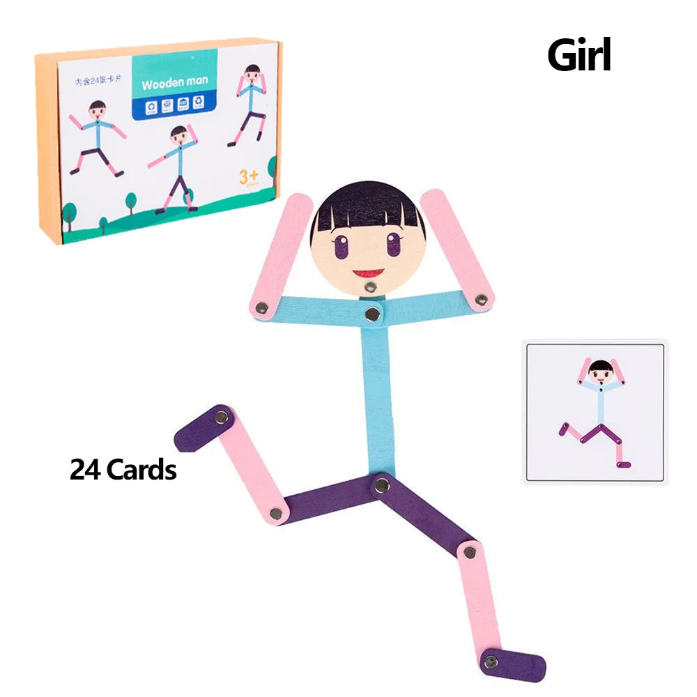 Sport Wooden Man DIY Puzzle Toy – Educational Board Game for Early Learning, Preschool Fine Motor Skills Training for Children