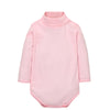 Baby Girl Long Sleeve Bodysuit – 100% Cotton High Collar Jumpsuit (Solid Color, 0-2 Years)