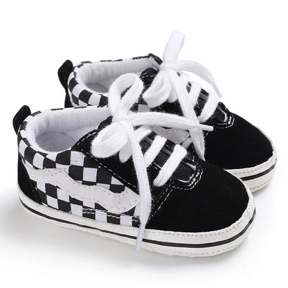 Newborn Baby Canvas Shoes – Anti-Slip Soft Sneakers for Baby Boys & Girls, Multi-Color Toddler First Walkers Crib Shoes