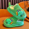 Kids Cartoon Crocodile Slippers - Plush Slip-On Indoor Shoes, Non-Slip PVC Sole, Cozy Fabric Lining (Ages 14 & Under)