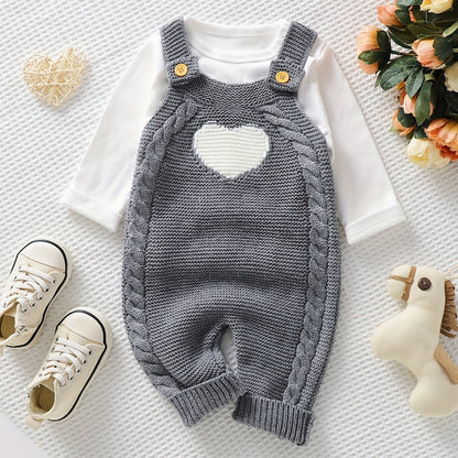 Baby Girl Knitted Bodysuit – Baby Love Jacquard Design (Soft & Comfortable, Indoor & Outdoor Wear)