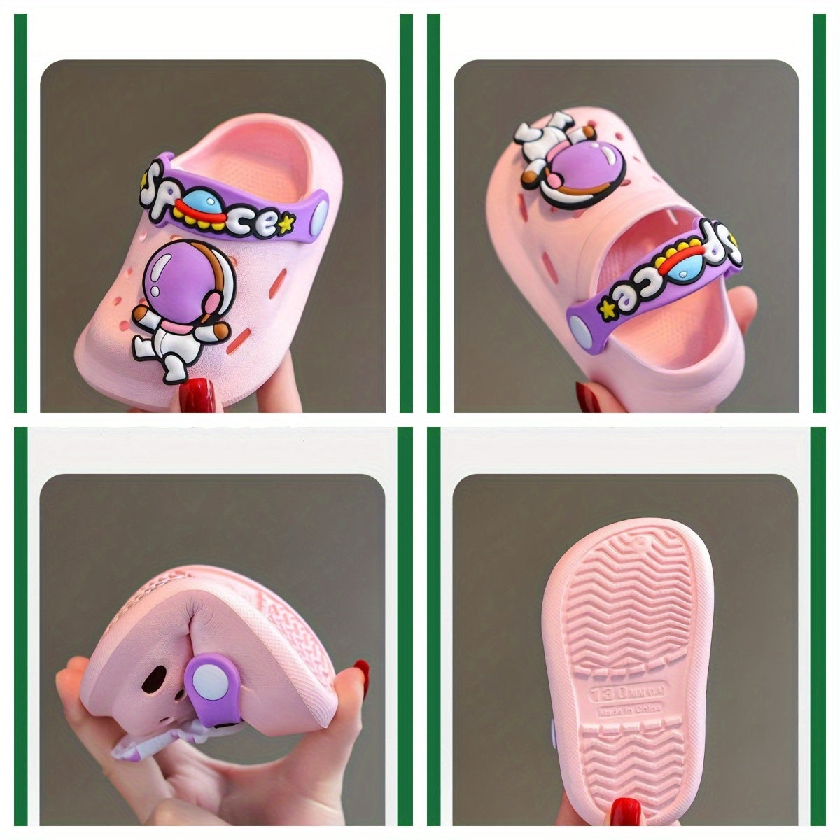 Children's Soft Bottom Summer Slippers for Girls, Cartoon Pattern, Light Up Crib Shoes, Breathable, PVC Upper, Sole, and Insole, No Lining Inside, Spring/Summer