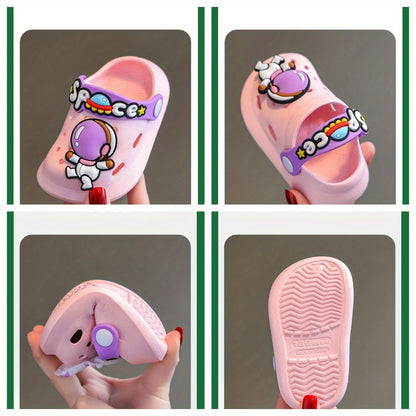 Children's Soft Bottom Summer Slippers for Girls, Cartoon Pattern, Light Up Crib Shoes, Breathable, PVC Upper, Sole, and Insole, No Lining Inside, Spring/Summer