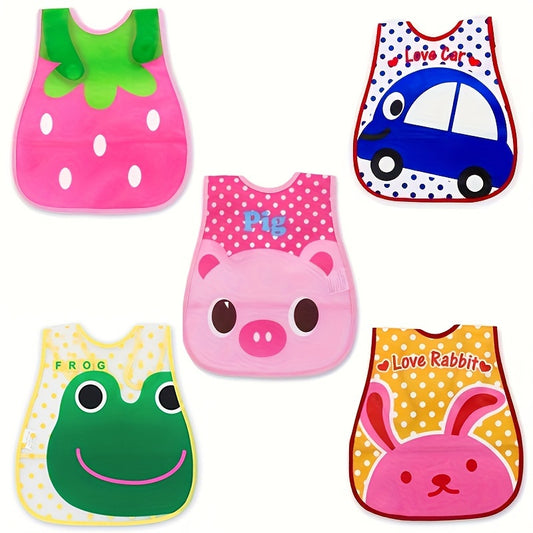 Waterproof Baby Feeding Bib with Pockets – Cute Cartoon Designs, Dirt-Resistant EVA Material for Toddlers & Kids - Kidzy Market