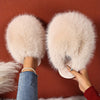 Women's Cozy Fluffy Slippers – Faux Fur Lined, Non-Slip Rubber Sole, Soft Fabric Insole, Flat Heel (All-Season)
