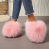 Women's Cozy Fluffy Slippers – Faux Fur Lined, Non-Slip Rubber Sole, Soft Fabric Insole, Flat Heel (All-Season)