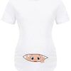 Letter Printed Short-sleeved Maternity Wear Black T-shirt with Big-eyed Baby Pattern