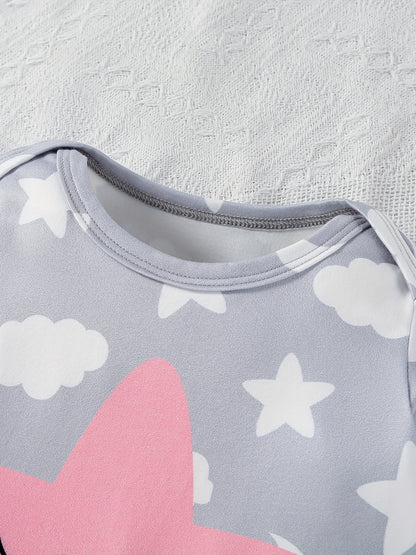 Cloud Print Bag Foot Seamless Haier 3-Piece Set – Baby Outfit Set with Comfortable Design