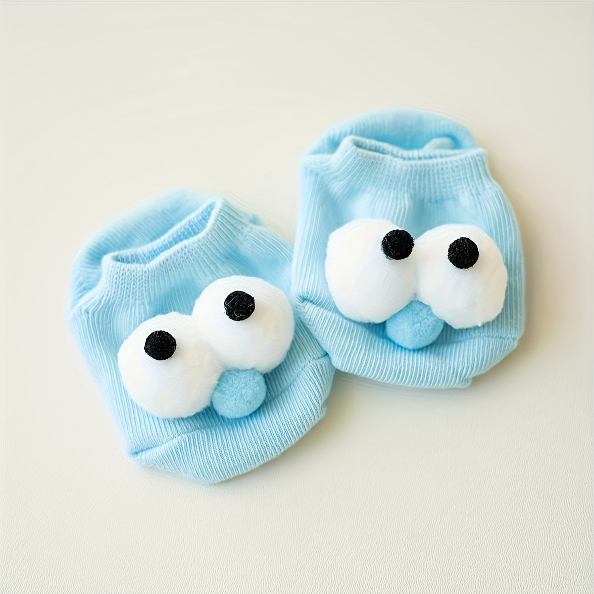 4 Pairs Youngsters Big Eyes Soft Non-Slip Boat Socks - Candy Color Cute Cartoon Short Socks for Kids