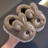 Cute Bunny Kids Slippers - Warm Cartoon Slip-On with Fabric Upper & Rubber Sole, Round Toe, Lightweight Cozy Indoor Shoes for Boys & Girls (Ages 14 & Under)