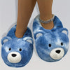 Polar Bear Plush Kids Slippers - Cozy Indoor Slip-On Shoes for Teens & Youth, Blue & Purple Tie-Dye, Warm Fabric, Anti-Slip