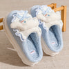 Sanrio Kurumi 3D Cartoon Kids Slip-On Fleece-Lined Shoes — EVA Sole, Bow Embroidery, Multicolor, Indoor Casual