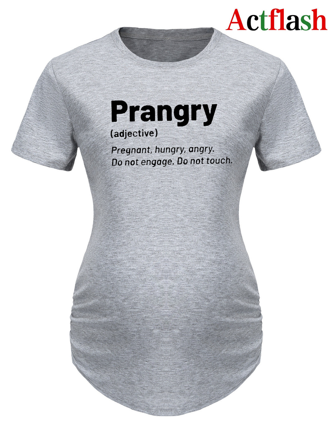 Maternity "Prangry" Print T-Shirt, Comfy Casual Short Sleeve Pregnancy Tee, Humorous Text Graphic