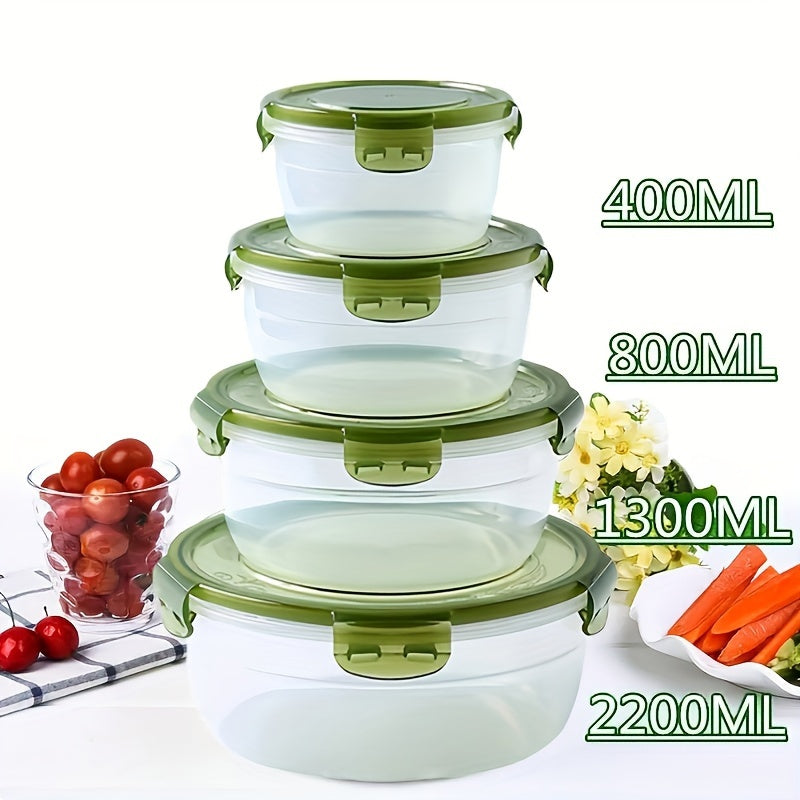 3/4-Pack FreshSeal Airtight Food Storage Containers – Large Capacity, Stackable, Space-Saving Plastic Containers for Kitchen Organization, Fruits, Vegetables, Meat, Eggs, Dumplings