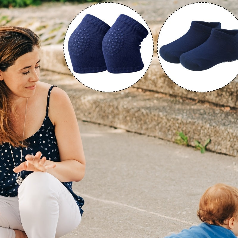 10-Pair Youngsters Crawling Safety Set - Non-Slip Knee Pads & Socks for Babies and Toddlers | Assorted Colors
