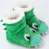 Kids Hi-Top Slouch Slipper Socks – Dinosaur & Zebra Plush-Lined Memory Foam Non-Slip Slip-On Ankle Boots for Indoor