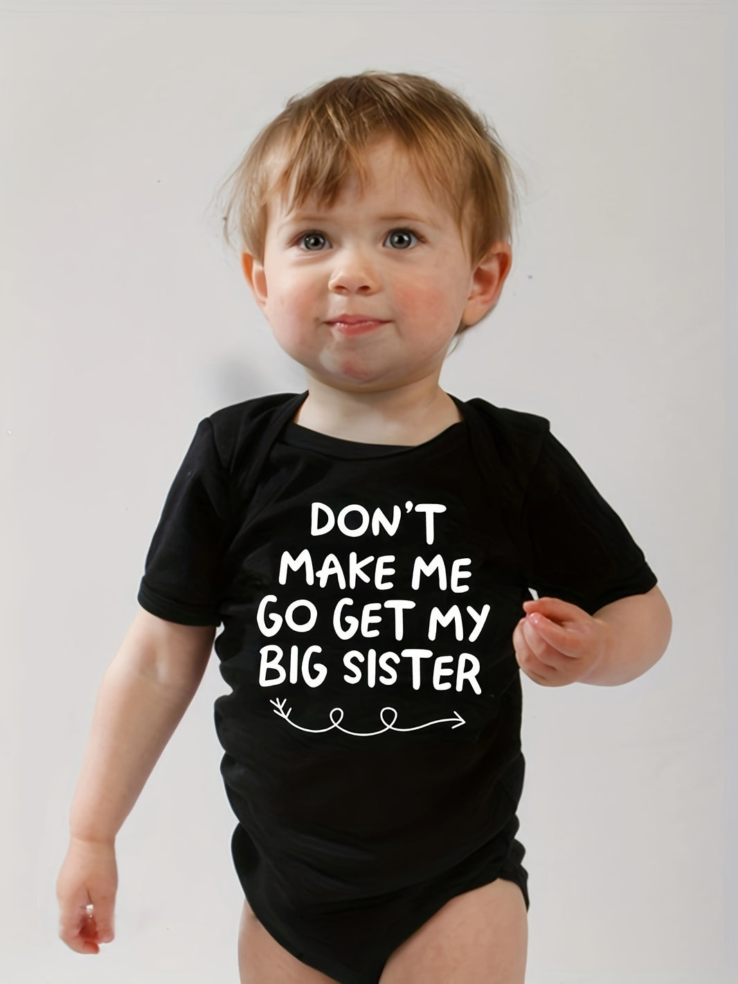 “Don’t Force Me to Fetch My Older Sister” – Funny Newborn Summer Bodysuit, Short-Sleeve Letter Print Romper for Infants