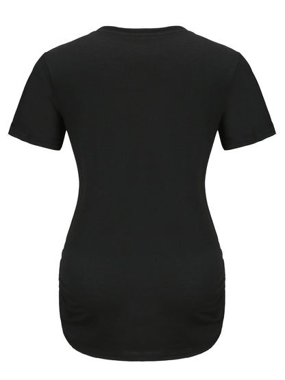Maternity Casual Cartoon Cute Footprint Print Short Sleeve Slim Fit T-shirt For Summer Pregnancy Gift