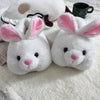 Cozy Bunny Plush Slippers — Gray Rabbit Indoor/Outdoor Flannel Slippers with Floppy Ears & Pink Lining, Soft Insole, Rubber Sole, Gift