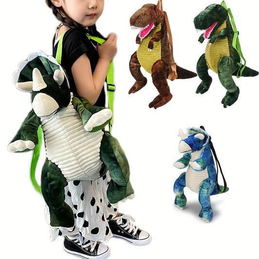 Youngsters’ Dinosaur Backpack – Adorable T-Rex & Triceratops Plush Designs, Lightweight Corduroy with Adjustable Straps, Zip Closure, and Nylon Lining – Ideal for Parties and Everyday Fun - Kidzy Market