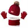 Cozy Youngsters' Gray Knit Hat, Scarf & Gloves Set – Stretchy, Warm Acrylic Blend with Cable Knit Pattern – Perfect for Winter - Kidzy Market