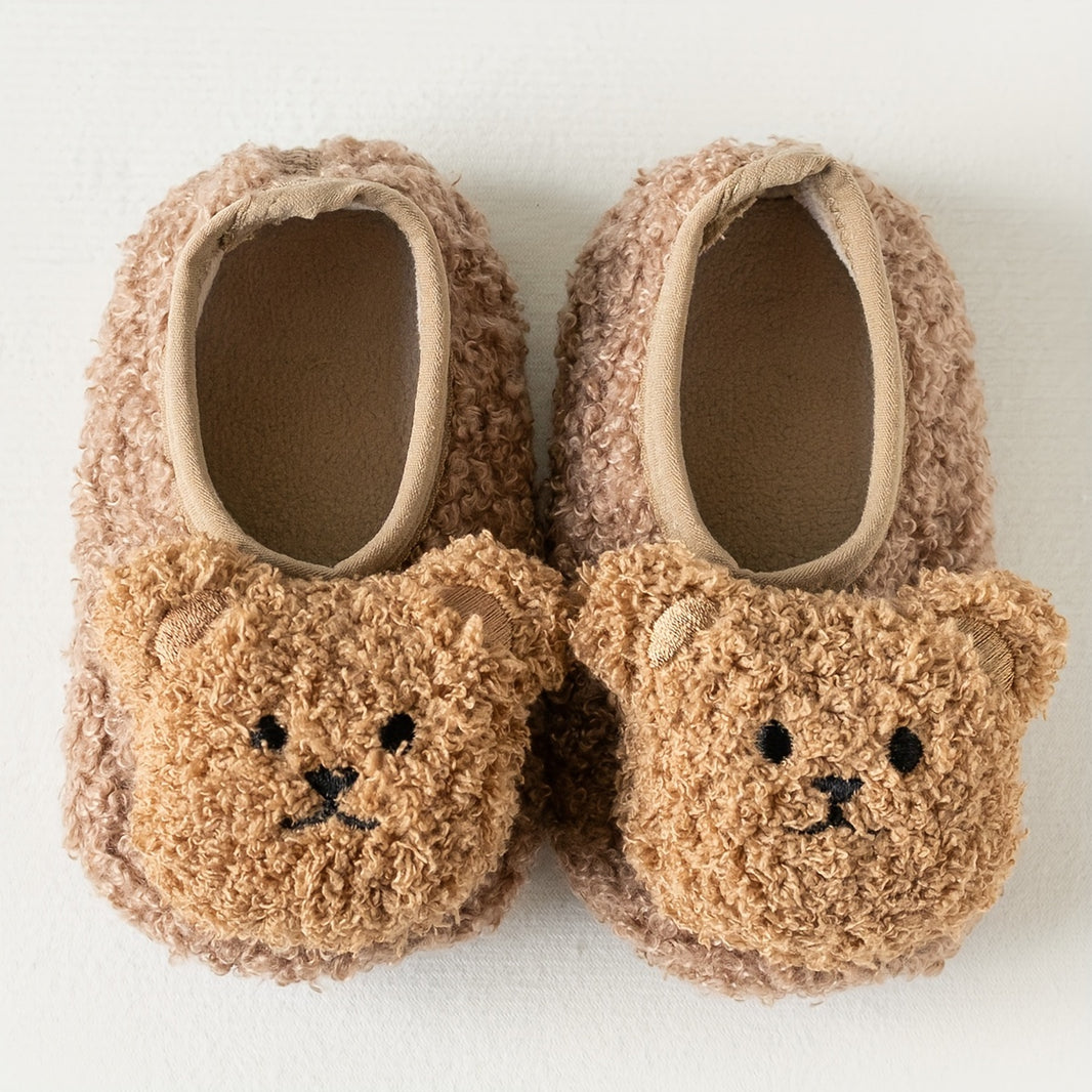 1 Pair Kids Cartoon Bear Soft Sole Non-Slip Toddler Socks - Breathable Polyester Spandex Invisible Socks for All Seasons | Hand Wash Only, Thick